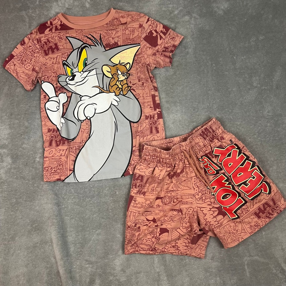 Tom and Jerry Pajama Set‎ Womens M Large Graphic Nightwear Loungewear